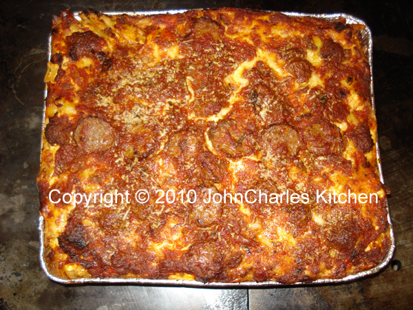 Baked Ziti Rigate Pasta With Meatballs and Extra Mozzarella Cheese